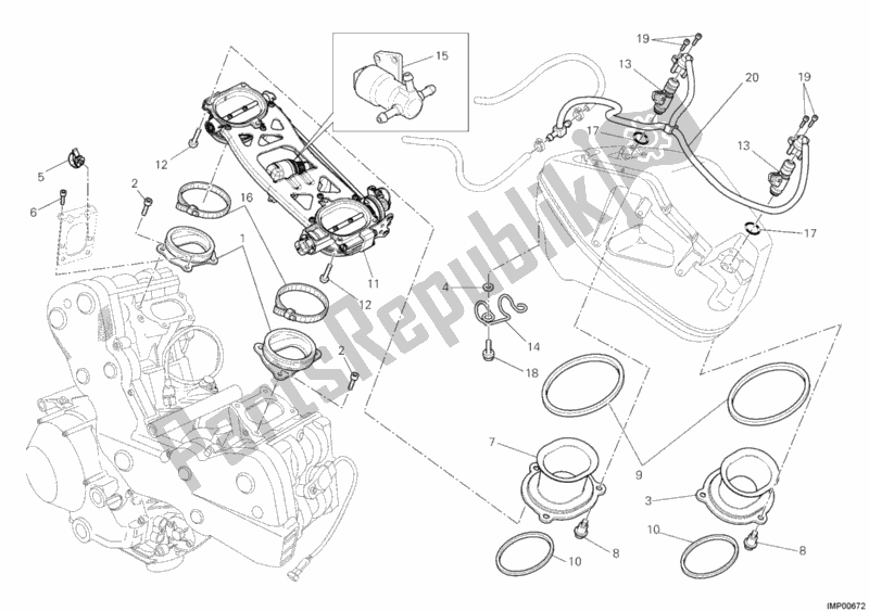 Tutte le parti per il Corpo Farfallato del Ducati Superbike 848 EVO Corse SE USA 2012